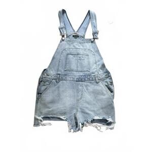 Women's Light Blue Denim Overalls Shorts